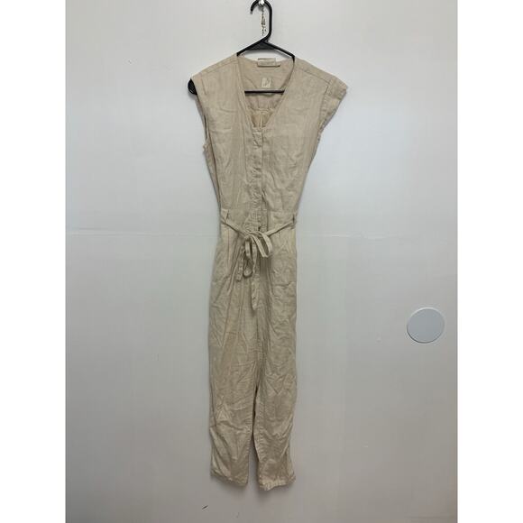 Reistor 100% Hemp Short Sleeve Jumpsuit Beige Size Small - Picture 1 of 5